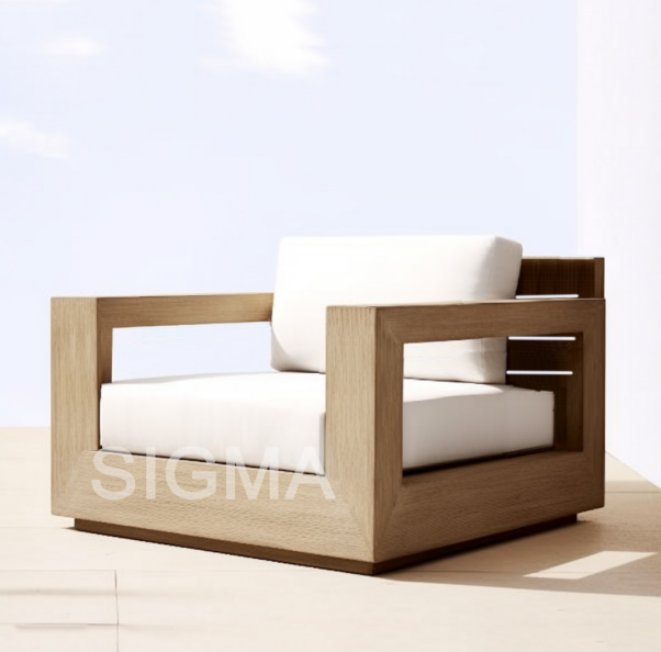 2024 Minimalism Designer Modern Hotel Exterior Outdoor Villa Patio Teak Solid Wood Sofa Set Furniture Luxury