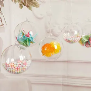 Bola de plástico DIY de 5-12cm para decoraciones navideñas, adornos transparentes de Navidad, bola transparente