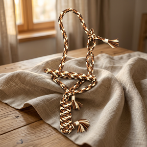 สายจูงม้าหนังถักมือสีรุ้ง น้ำตาล ขาว ดีไซน์ทนทาน ปรับแต่งได้ - Product Image 1