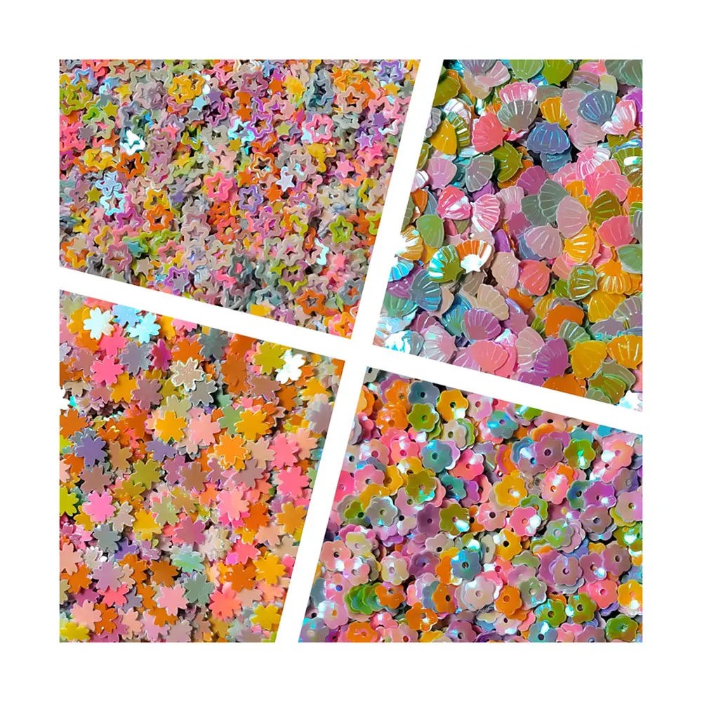 500gスライムシーシェルフラワースタースパンコールPVCルーズグリッター紙吹雪Paillettes for Nail Art Manicure Sewing Wedding Decor