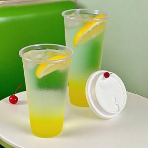 Logotipo personalizado 9oz 12oz 16oz 22oz Frosted Desechable Batido PP Taza dura Bebida de plástico Forma de U Burbuja Taza de té de la leche - Product Image 2