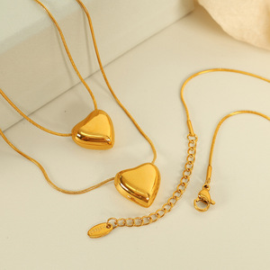 Heart Shaped Pendant <b>Necklace</b> 18k Gold Plated Large <b>Small</b> Size Unisex Everyday Wear Fine Jewelry - Product Image 3