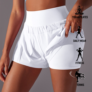 2025 été femmes séchage rapide Shorts de gymnastique <span class=keywords><strong>taille</strong></span> haute Double couche respirant maille Yoga course Tennis athlétique <span class=keywords><strong>sport</strong></span> tenues - Product Image 5