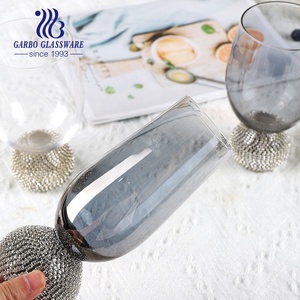 Verrerie artisanale soufflée à la main, couleurs transparentes et galvanisées par ions, <span class=keywords><strong>verre</strong></span> à champagne tulipe à pied en diamant - Product Image 4