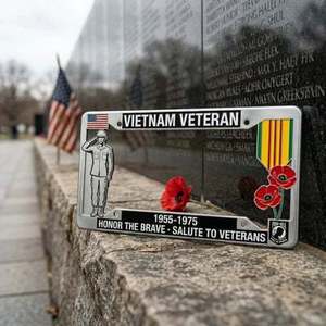 Vietnam Veteran License Plate Frame 1955-1975 Aluminum Alloy <b>Waterproof</b> <b>Sunscreen</b> Embed Style - Product Image 3