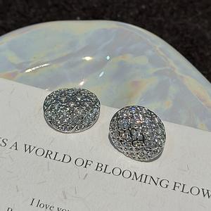 Boucles d'oreilles clous en argent pur S925, style antique, maille de zircon scintillant, accessoires de mode, design de niche, luxe léger - Product Image 5