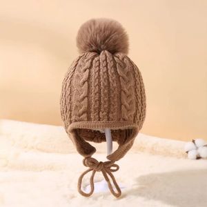 Nouveau hiver bébé chapeaux Beanie <span class=keywords><strong>Bonnet</strong></span> pour garçons filles <span class=keywords><strong>bonnet</strong></span> en tricot pompons nouveau-né accessoires chaud oreille trucs enfants chapeau gants ensemble - Product Image 5