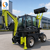 Miniescavatore Multifunzione LUYU, Trattore Compatto 4x4 con Caricatore Frontale e Retroescavatore per Fattoria