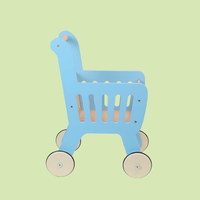 Poussette en bois OEM bleue pour tout-petits et enfants Poussette pour bébé Poupée pour apprendre à marcher