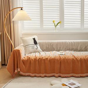 सरल आधुनिक ठोस रंग फैलाने प्रिंट सोफे तकिया कपड़ा कला विरोधी पर्ची तकिया पॉलिएस्टर सोफे तौलिया कवर - Product Image 3