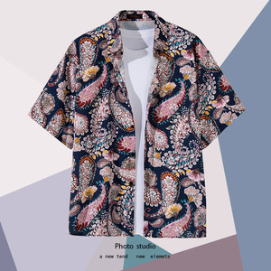 เสื้อเชิ้ตฮาวายลายดอกไม้แขนสั้นสำหรับผู้ชายเสื้อลำลองเล่นเซิร์ฟชายหาดพิมพ์ลายได้ตามต้องการ