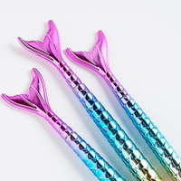 Stylo Gel en Plastique 0,7 mm à Encre Gel, Corps Arc-en-ciel Brillant, Forme Queue de Sirène de Dessin Animé, Cadeau de Papeterie de Bureau Coloré pour Enfants