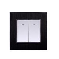 Interruptor de pared de 2 vías y 2 polos, estándar europeo, de aluminio cepillado, 10A, 220-250V~, para el hogar