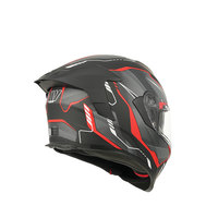 Casque de moto intégral MY Helmet Spoty and Daring Graphics Decal Design Noir Rouge Mat FF936