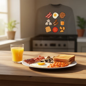 T-shirt à manches longues Full English Breakfast en coton premium, taille adulte unisexe - Product Image 3