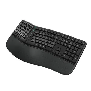 Meetion Wireless Wrist Rest Ergonomische Tastatur PC USB Desktop ABS Mt-Directorw Typ C Office Low Profile Full Size 2.4G Schwarz