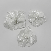 GCW-LQ059-1 blanc 3D fleur dentelle Applique Polyester brodé paillettes perle patchs pour robe de mariée mariée bricolage vêtements