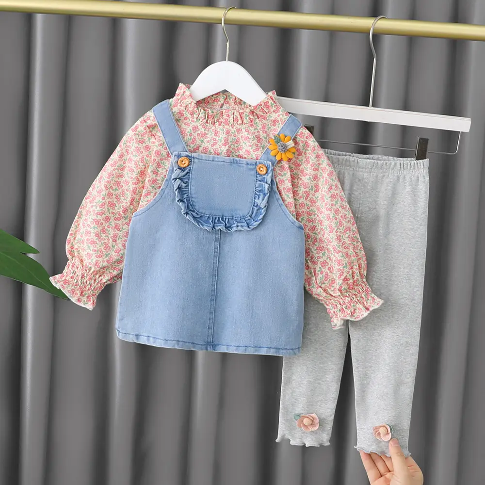 Nuovi disegni autunno Boutique camicie a maniche lunghe con pantaloni neonata 2 pezzi set abbigliamento abbigliamento