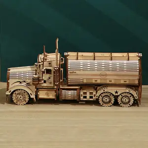 Puzzle d'usine, camion-citerne d'huile, voiture-citerne en bois 3D, puzzle mécanique en bois, jouets tridimensionnels