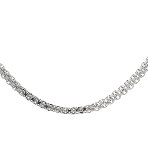 Structured Dual Cross White Pt950 Weighty Neck Lariat With <b>Square</b> Cut Links For Masculine Men Daily Platinum Accessory - Product Image 1
