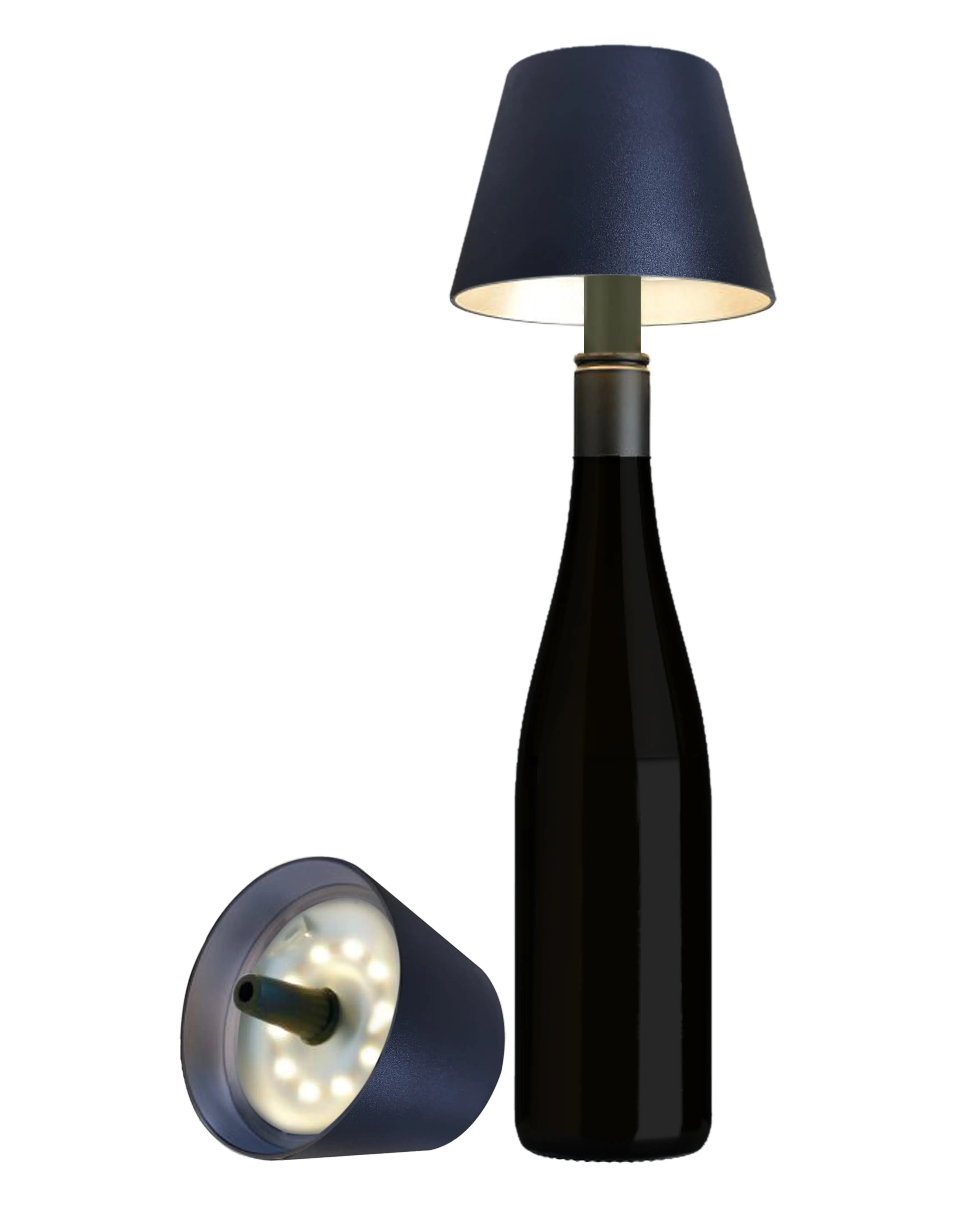Yaratıcı şarap şişesi baz şarj edilebilir gece işık masası Led lamba pili işletilen Bar restoran dokunmatik masa lambası gece lambası