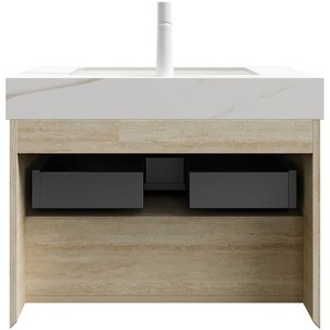 <span class=keywords><strong>FRIGGA</strong></span> Mueble de Baño con Lavabo de 30 Pulgadas, Gabinete de Almacenamiento Flotante de Madera Contrachapada, Cajón y Estante con Luz con Sensor, Lavabo de Cerámica Empotrado - Product Image 4