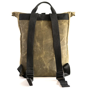 Custom Logo 15 Inches Laptop Casual Rolltop Waxed Canvas <b>Backpack</b> <b>Waterproof</b> Canvas Sporting Outdoor <b>Backpack</b> - Product Image 6