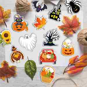 Décorations de fête d'Halloween : Citrouilles, feuilles d'érable, aimants souples pour réfrigérateur sur le thème d'Halloween et de l'automne - Product Image 2