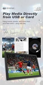 Televisor LED Inteligente Portátil de 15.4 Pulgadas con Android, Pantalla <span class=keywords><strong>HD</strong></span> 16:9, 300cd/m², Sintonizador DVB-T2 ATSC ISDB para <span class=keywords><strong>Ver</strong></span> Partidos de Fútbol en Vivo - Product Image 4