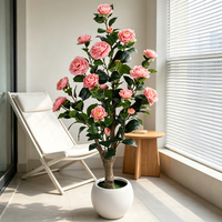 Décorations de mariage en gros : Arbre de camélia artificiel en tissu, fleurs artificielles pour extérieur, intérieur, bureau, hôtel, magasin, maison