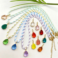 Collier en cordon tressé avec pendentif en cristal en forme de larme SongYi, collier en corde fait main multicolore pour femmes, bijoux pour tous les jours, fête, cadeau