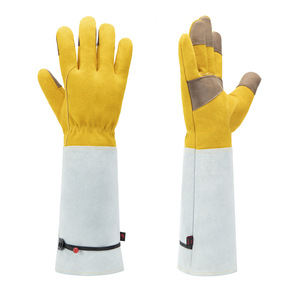 Gants en cuir de vachette pour la taille des rosiers et autres plantes à épines, avec poignet réglable, empêchent la poussière et les débris d'entrer. - Product Image 6