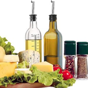 Botella dispensadora de aceite de oliva de vidrio transparente de 17 oz, garrafa de aceite de oliva, decantador de 500 ml, aceitera y vinagrera verde con vertedores para cocina - Product Image 4