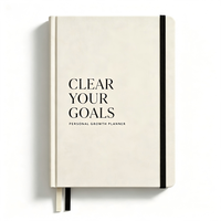 Carnet de planification des objectifs A5 minimaliste, couverture rigide crème, journal de croissance personnelle, avec élastique
