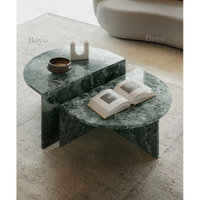 Ensembles de meubles de salon modernes de luxe, table basse en marbre vert du Brésil, table en marbre vert
