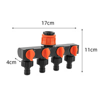 Distributeur de tuyau d'arrosage ABS à quatre voies, raccord femelle 1/2, 3/4, 1 pouce, déviateur de robinet extérieur, adaptateur de connexion rapide