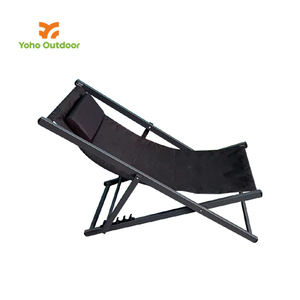 Modern Portable Outdoor Aluminum KD Folding Beach <b>Chair</b> Sun Lounger Pool Deck <b>Chair</b> Sling <b>Reclining</b> for <b>Garden</b> Teslin <b>Wood</b> - Product Image 2