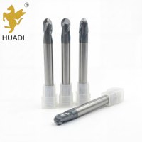 Fraise à queue sphérique Huadi D1-D12 en carbure revêtu d'AlTin, 2 dents, HRC55-65, qualité supérieure, pour usinage CNC, fraisage en montée