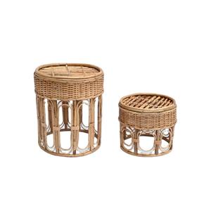 Taburete Multiusos Moderno de Madera Maciza Hecho a Mano, Ecológico, Estilo Balinés, Mueble de Estilo Balinés, Mesa Auxiliar para Entrada, Madera Natural - Product Image 1