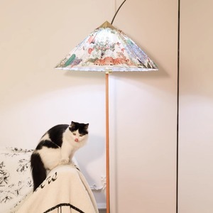 Lámpara de pie danesa de estilo francés, lámpara decorativa de tela cónica 9602 para sala de estar, dormitorio, fuente de luz LED con interruptor - Product Image 2