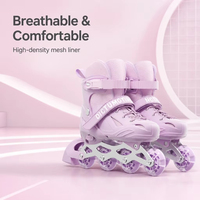 Patins à roulettes ajustables violets et bleus pour enfants et femmes, patins confortables avec cadre en aluminium, roues en PU pour l'extérieur