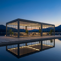 Pérgola de Aluminio Resistente a Huracanes, con Láminas Reforzadas, Protección UV Bioclimática e Iluminación LED para Balcón