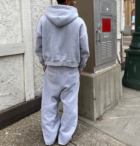 Custom Autumn Casual Heavyweight Breathable Fleece Zip-Up Hoodies & <b>Sweatpants</b> <b>Sets</b> for Men High Quality Cotton Tracksuits - Product Image 2