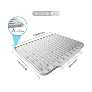 Tapis de drainage en silicone à séchage rapide SanSong - Rainures ondulées pour un drainage efficace et le séchage de la vaisselle - Product Image 4
