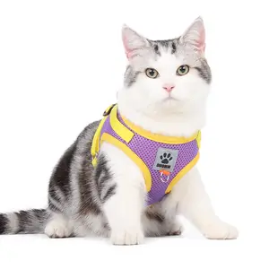 Adjustable Polyester Lembut Mesh Bernapas Anjing Harness Tali dan Kerah untuk Anjing Anjing Kerah Kucing Peliharaan Anjing Tali Dada