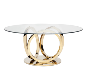 Other Commercial Furniture Modern Gold Stainless Steel Base Tempered Glass <b>Top</b> Smart <b>Dining</b> <b>Tables</b> for Home Restaurant MR-8C558 - Product Image 1