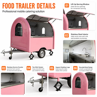 Remorque alimentaire mobile rose personnalisée MAI CHE entièrement équipée pour les desserts, la crème glacée, le thé au lait et les collations