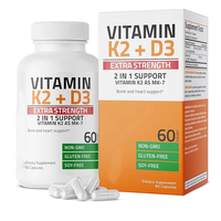 Capsules de Vitamine D3 et K2 MK7 OEM - 5000 UI - Complément Haute Puissance pour le Soutien des Os, du Cœur et du Système Immunitaire - Sans OGM