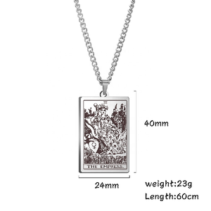 Collar Esotérico Retro de Cartas del Tarot Joyería Estética de Acero Inoxidable Colgante de los Arcanos Mayores Amuleto de Buena Suerte - Product Image 4