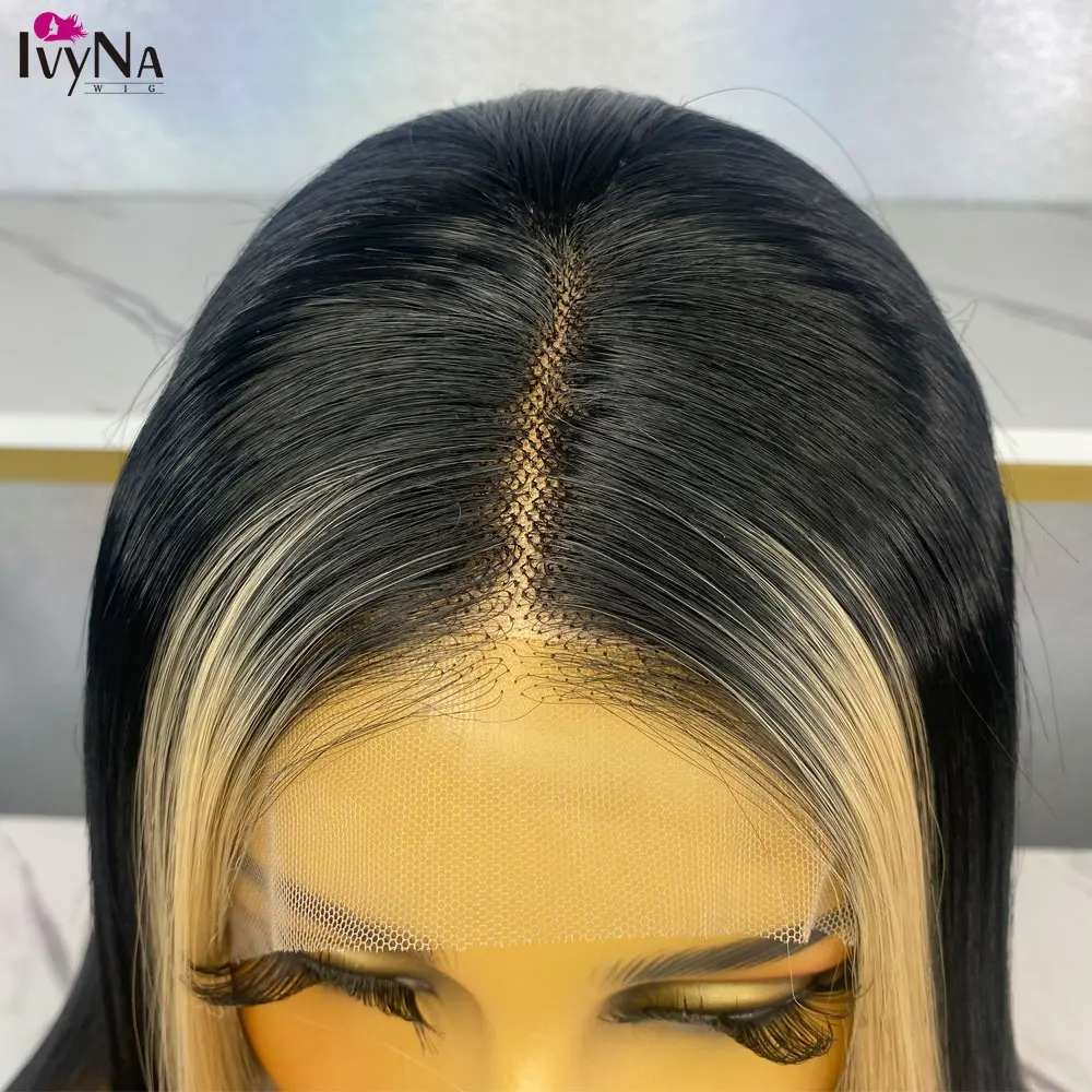 Ivyna วิกผมยาวถักยาว3สี,วิกถักเปียไฟเบอร์ทนทานต่อความร้อนถักด้านหน้าแบบถักขนาด13X4ลูกไม้